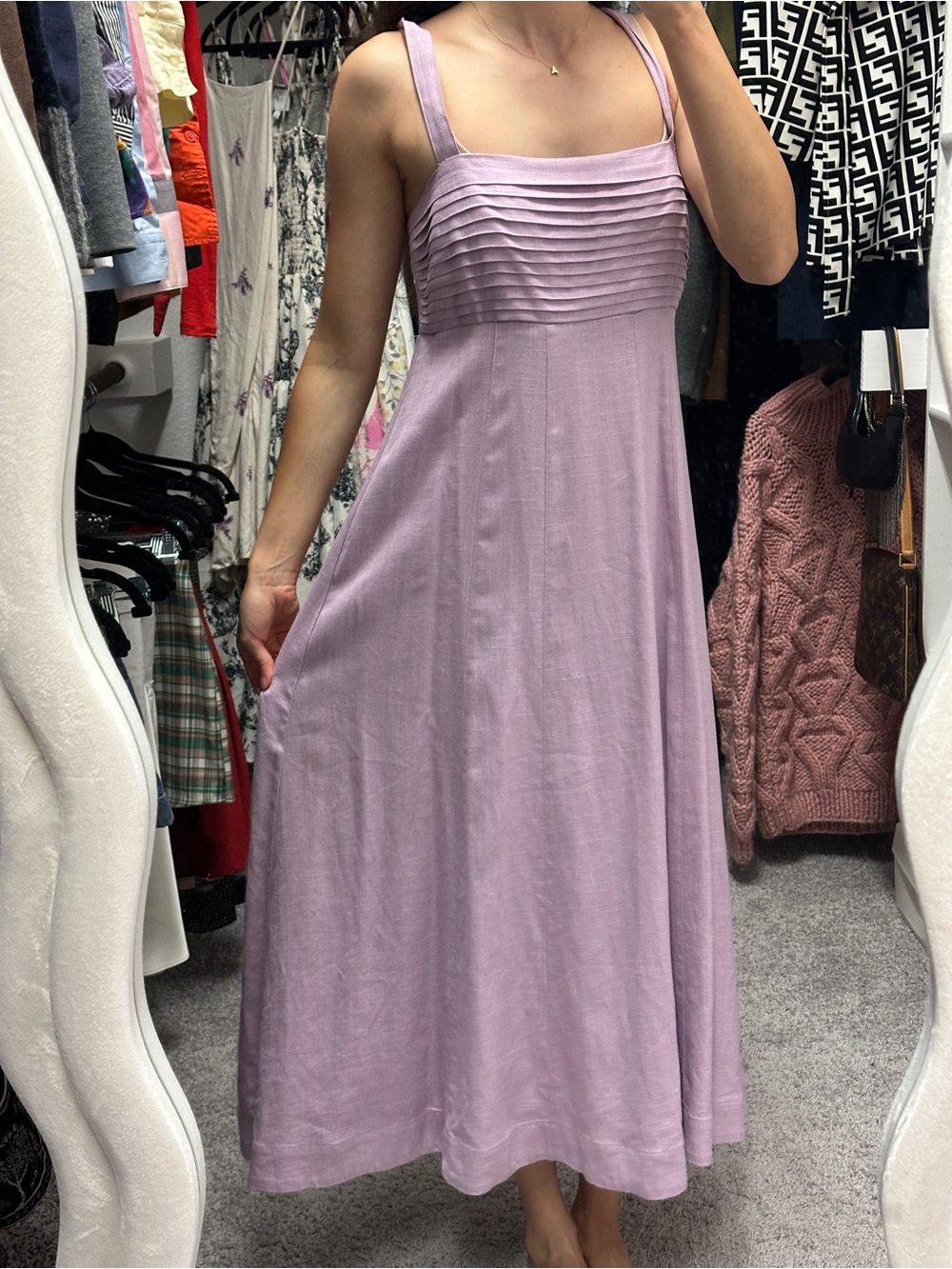 Lavender Pleated Bodice bump friendly Sundress - Women